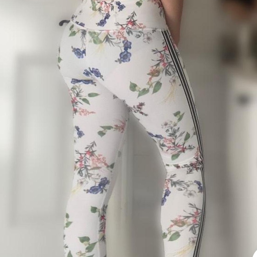 Athleta Floral Side Stripe Leggings